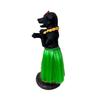 Dashboard Hula Dog Black Labrador Retriever Car Bobblehead Figurine 6 Inches Green Grass Skirt Hawaiian Lei Desk Mantle view 4