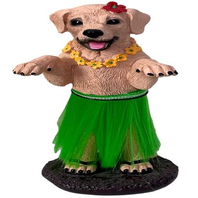 Franchise Figurine Co Hula Dog Dashboard Doll Car Accessories Bobblehead for Van Life and Beach Creations | German Shepherd | Golden Retriever | Labrador Retriever (Yellow Labrador Retriever)