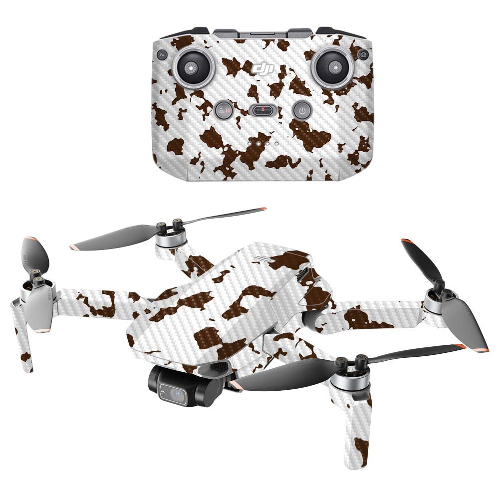 MightySkins Carbon Fiber Compatible with DJI Mini 2 Portable Drone - Brown Cow | Protective, Durable Textured Carbon Fiber Finish | Easy to Apply, Remove, and Change Styles | Made in The USA