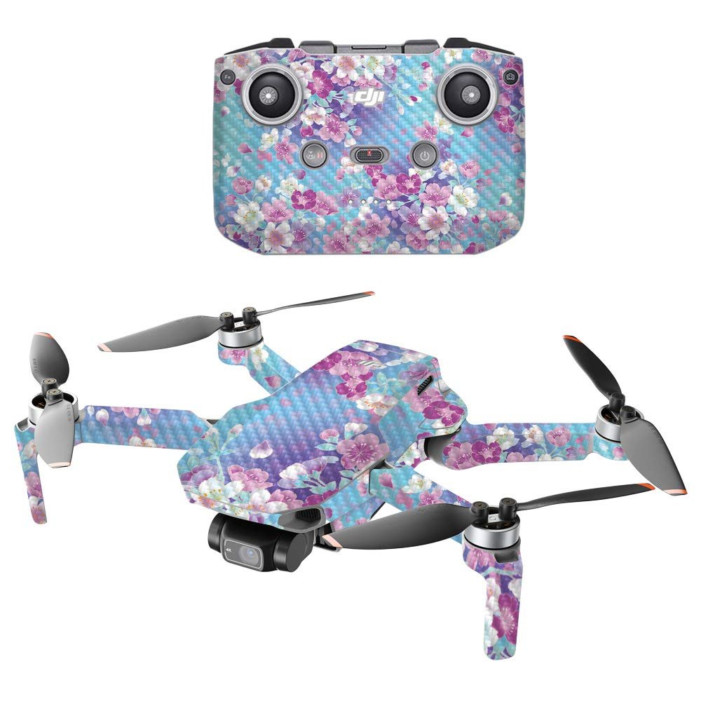 MightySkins Carbon Fiber Compatible with DJI Mini 2 Portable Drone - in Bloom | Protective, Durable Textured Carbon Fiber Finish | Easy to Apply, Remove, and Change Styles | Made in The USA