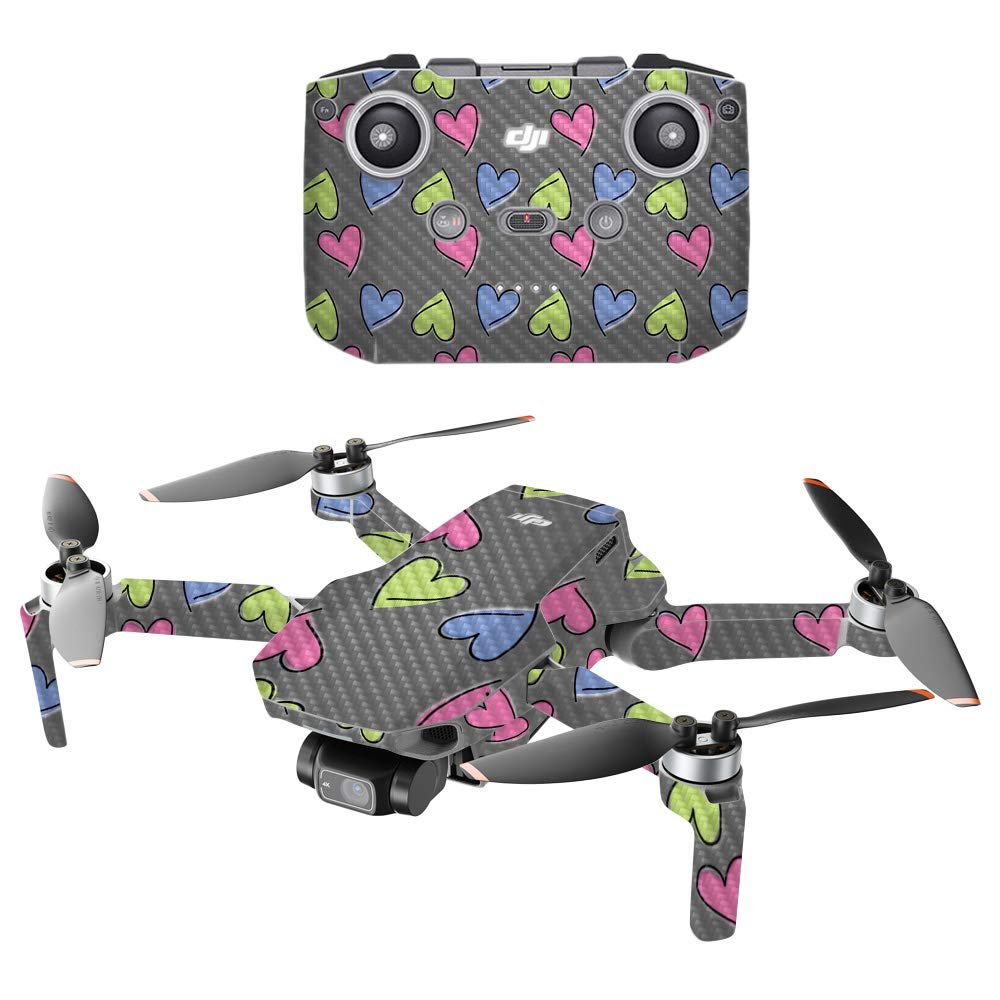 MightySkins Carbon Fiber Compatible with DJI Mini 2 Portable Drone - Girly | Protective, Durable Textured Carbon Fiber Finish | Easy to Apply, Remove, and Change Styles | Made in The USA