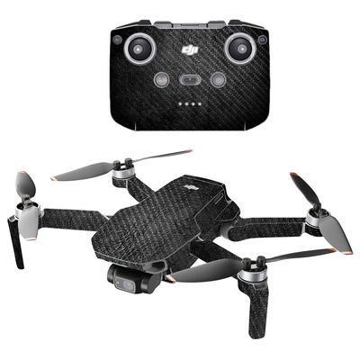 MightySkins Carbon Fiber Compatible with DJI Mini 2 Portable Drone - Black Leather | Protective, Durable Textured Carbon Fiber Finish | Easy to Apply | Made in The USA