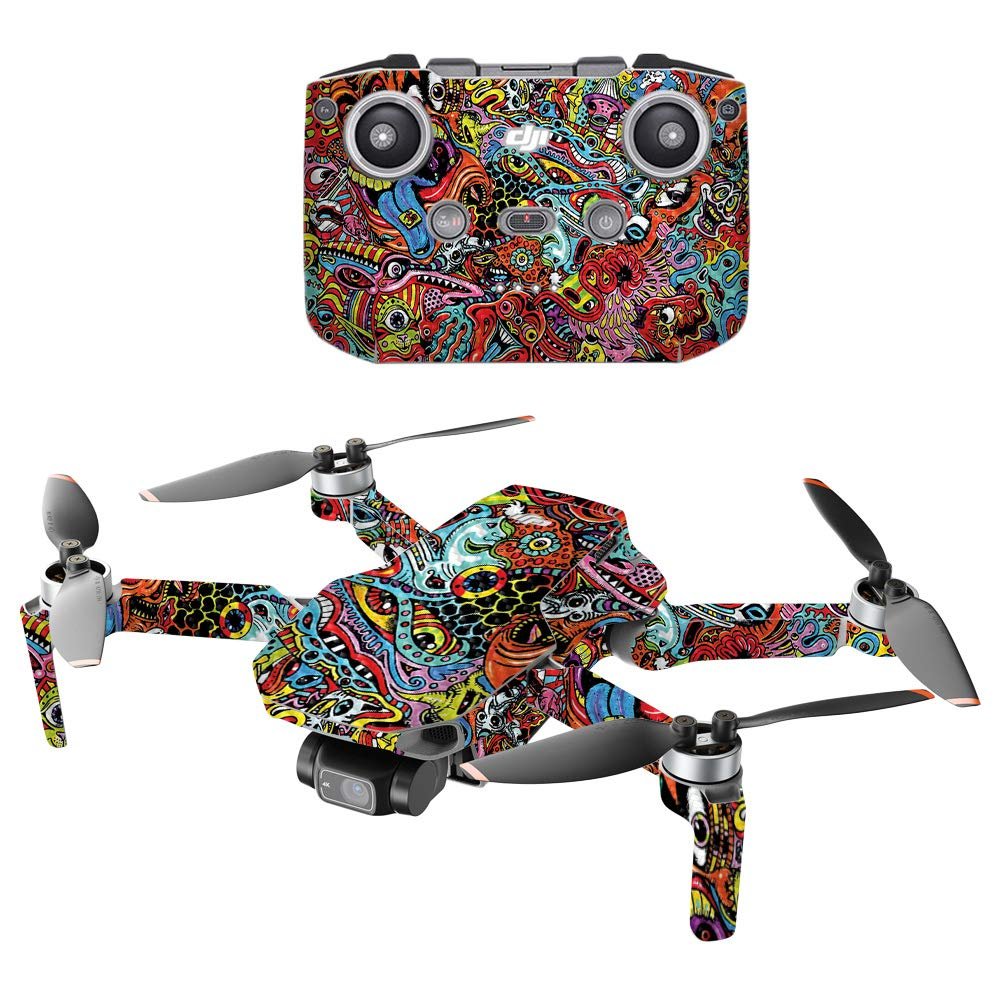 MightySkins Carbon Fiber Compatible with DJI Mini 2 Portable Drone - Acid Trippy | Protective, Durable Textured Carbon Fiber Finish | Easy to Apply and Change Styles | Made in The USA