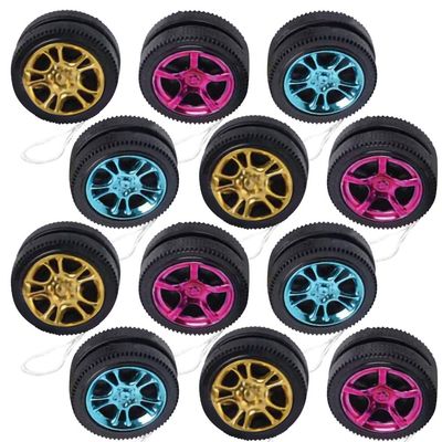 ArtCreativity Mini Designer Wheel Yoyos for Kids, Pack of 12, Plastic Yo-Yo Toys in Assorted Colors, Birthday Party Favors, Goodie Bag Fillers, Holiday Stocking Stuffers, Classroom Prizes