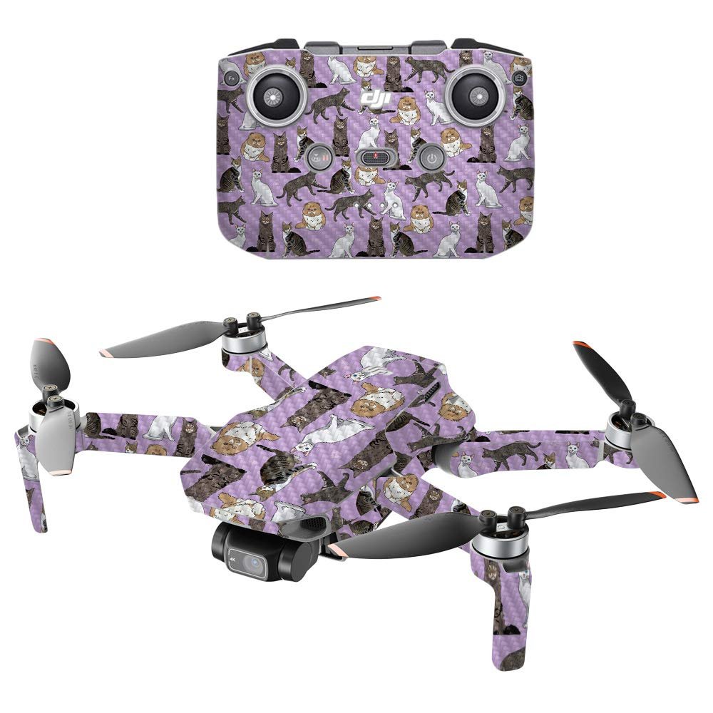 MightySkins Carbon Fiber Compatible with DJI Mini 2 Portable Drone - Cat Chaos | Protective, Durable Textured Carbon Fiber Finish | Easy to Apply, Remove, and Change Styles | Made in The USA