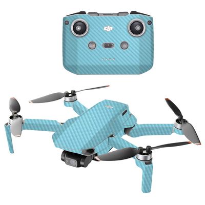 MightySkins Carbon Fiber Compatible with DJI Mini 2 Portable Drone - Solid Baby Blue | Protective, Durable Textured Carbon Fiber Finish | Easy to Apply | Made in The USA