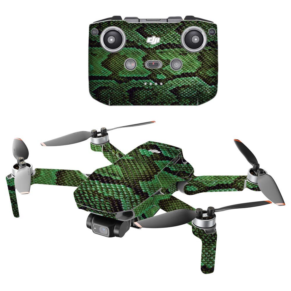 MightySkins Carbon Fiber Compatible with DJI Mini 2 Portable Drone - Green Serpent | Protective, Durable Textured Carbon Fiber Finish | Easy to Apply and Change Styles | Made in The USA