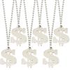 ArtCreativity Dollar Sign Necklaces - 12 Silver Dollar Sign Chains, Hip Hop Rap Costume Jewelry, Money Themed Party Favors & Decorations view 1