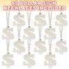 ArtCreativity Dollar Sign Necklaces - 12 Silver Dollar Sign Chains, Hip Hop Rap Costume Jewelry, Money Themed Party Favors & Decorations view 2