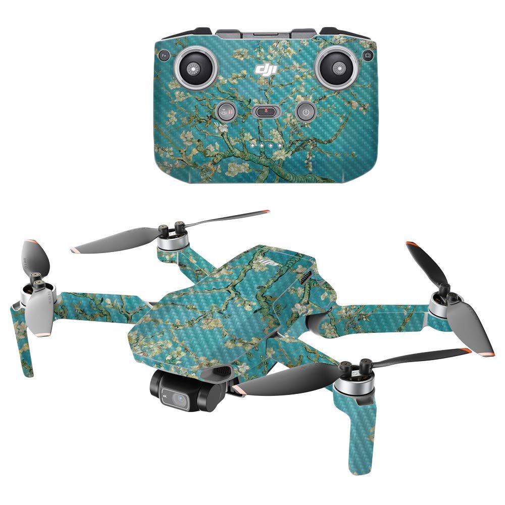 MightySkins Carbon Fiber Compatible with DJI Mini 2 Portable Drone - Almond Blossom | Protective, Durable Textured Carbon Fiber Finish | Easy to Apply | Made in The USA