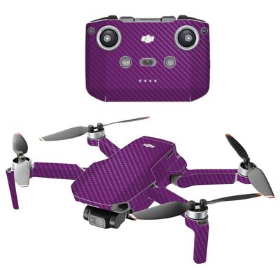 MightySkins Carbon Fiber Compatible with DJI Mini 2 Portable Drone - Solid Purple | Protective, Durable Textured Carbon Fiber Finish | Easy to Apply and Change Styles | Made in The USA