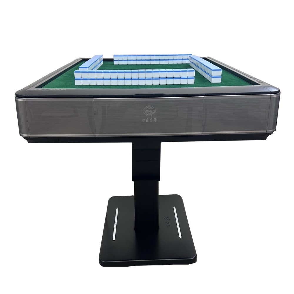 Automatic Mahjong Table Gray Ultra-Thin Pedestal Folding Style with 40mm No-Numbers Tiles  Electric Mahjong More Rounds No More Shuffling