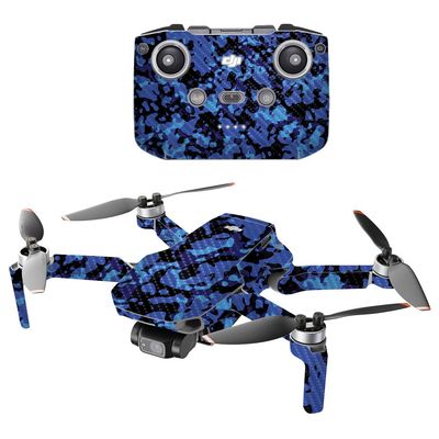 MightySkins Carbon Fiber Compatible with DJI Mini 2 Portable Drone - Blue Modern Camo | Protective, Durable Textured Carbon Fiber Finish | Easy to Apply and Change Styles | Made in The USA