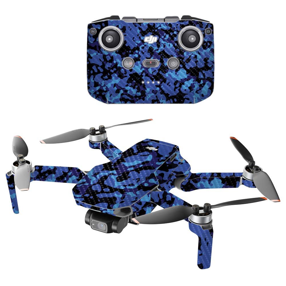 MightySkins Carbon Fiber Compatible with DJI Mini 2 Portable Drone - Blue Modern Camo | Protective, Durable Textured Carbon Fiber Finish | Easy to Apply and Change Styles | Made in The USA