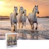 Horse Puzzle or Horse Puzzles for Adults 1000 Piece Horses Puzzle Frame with Fun Fact Poster & Reference Poster, Large Puzzle Galloping Horses on The Beach Illustration - 20x27 inches view 1