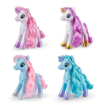 Sparkle Girlz Unicorn 4 Set with Gorgeous Hair by ZURU Movable Legs Colorful Unicorn Toy for Girls (4 Pack), for Girls 3 Years Old and Up