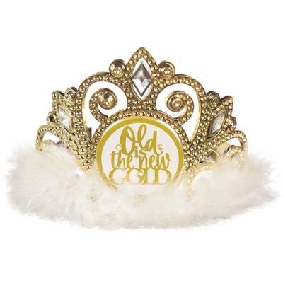 Amscan Deluxe Over The Hill Golden Age Flashing Tiara - 4.5" x 6.5" (1 Pc.) - Unique, Sparkling & Elegant Design Perfect for Celebratory Events, Milestone Birthdays & Special Occasions