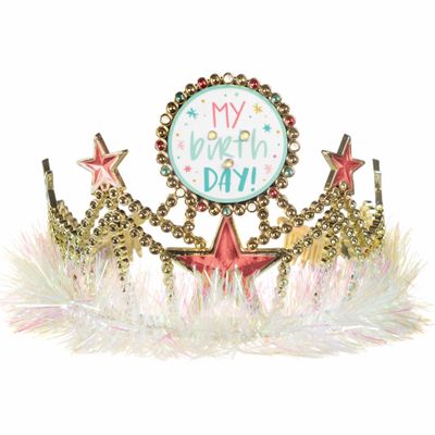 Light-Up Tiara - Pack of 1 - Plastic Crown - Perfect Birthday Accessory, Gold, 3.63" x 6.5"