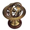 Castle Instruments Antique Brass 11" Armillary Sphere Globe Astrolabe Zodiac Engraved Celestial Globe Wooden Base view 1