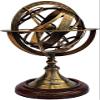 Castle Instruments Antique Brass 11" Armillary Sphere Globe Astrolabe Zodiac Engraved Celestial Globe Wooden Base view 3