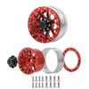 4Pcs 1.9 inch Aluminum Beadlock Wheel Rims for 1/10 Scale AXIAL SCX10 D90 CC01 TRX4 RC Crawler (Red) view 2