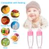 2 Pieces Silicone Baby Spoons Baby Feeding Spoon with Standing Base for Infant 0-24 Months Dispensing and Feeding (Pink) view 3