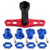 Hobbypark Aluminum 17mm Hex Hubs and Nuts (Splined) & Wheel Wrench for E-Revo/Revo 3.3 / E-Maxx/Summit/T-Maxx/Slayer Pro 4X4 RC Cars Trucks (Navy Blue Hubs) view 1