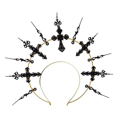 BLESSUME Halo Crown Mary Goddess Headband Women Halloween Costume Headpiece (Black)