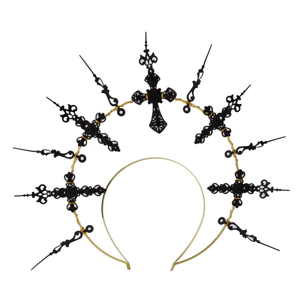 BLESSUME Halo Crown Mary Goddess Headband Women Halloween Costume Headpiece (Black)