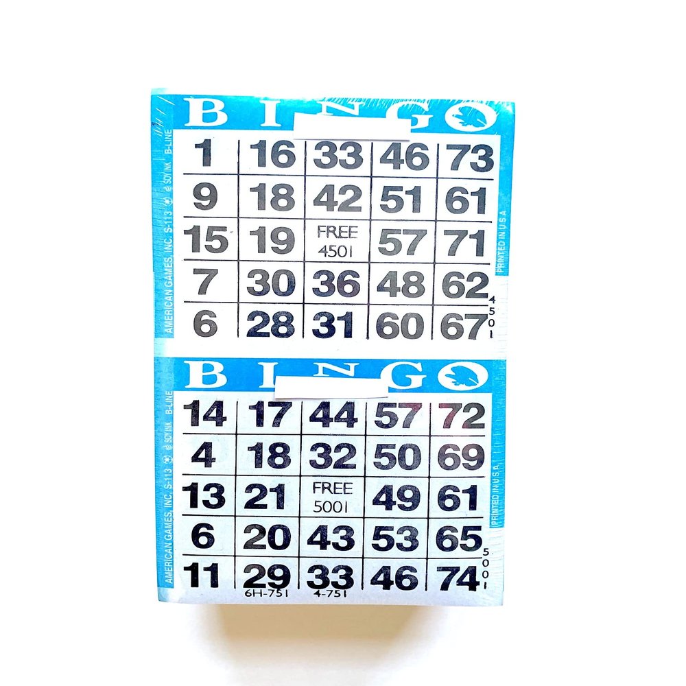 United Novelty 2 on Square Face Bingo Paper Game Cards- Pack of 750 Sheets- Color Blue Border