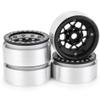 4Pcs Aluminum 1.9" Beadlock Wheel Rims for 1/10 RC TRX-4 SCX10 CC01 F350 D90 90034 Crawler Car (Black + Silver) view 2