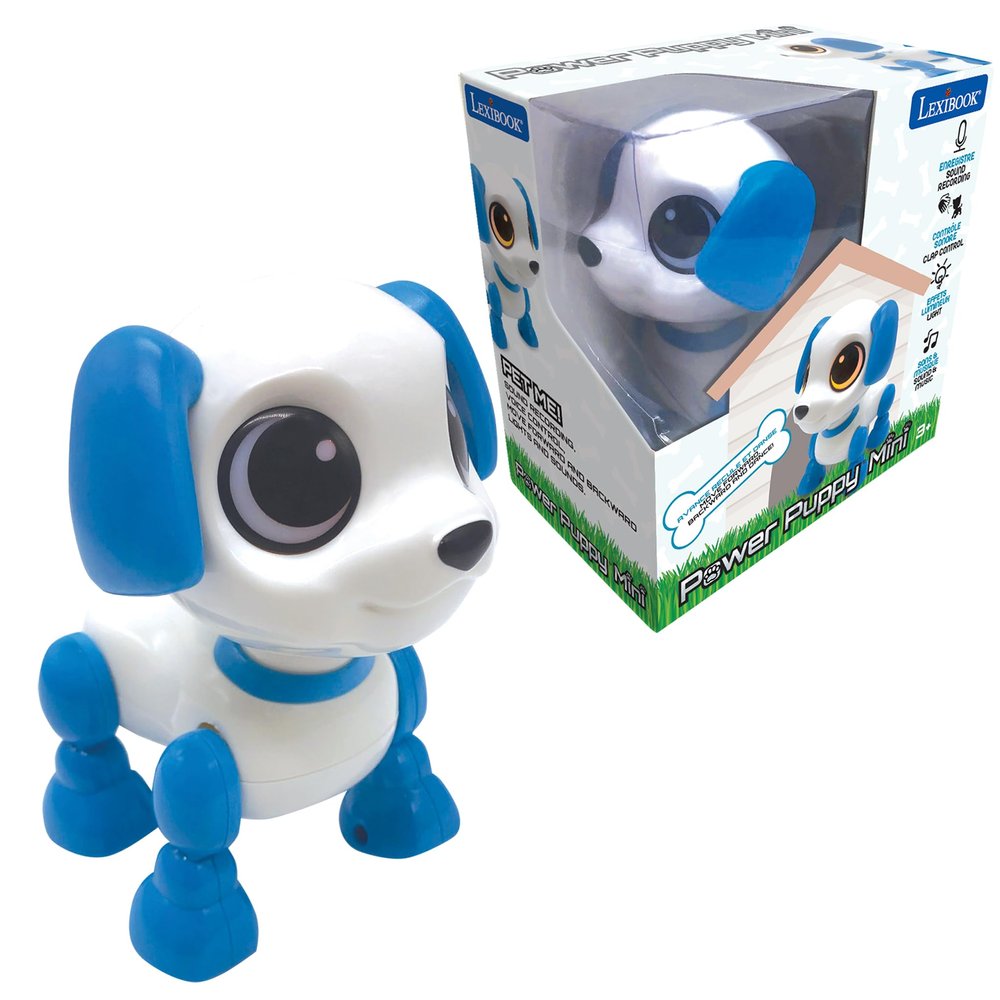 LEXiBOOK Power Puppy - Mini - My Little Robot Dog - Robot Dog with Sounds, Music, Light Effects, Voice Repeat and Sound Reaction, Toy for Boys and Girls - ROB02DOG
