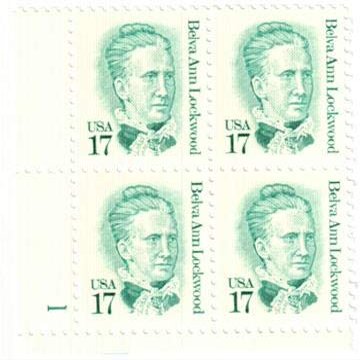 1986 Belva Ann Lockwood Plate Block of 4 US Postage Stamps Catalog Number 2178 Mint Never Hinged