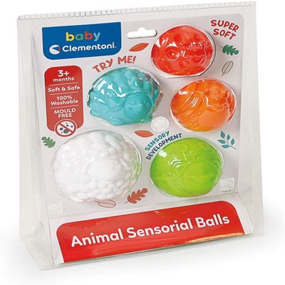 Clementoni Animal Balls, Sensory Soft Balls, Different Textures, Different Shapes and Colours, Baby Toys, Children 3 Months, Multicoloured, 17454