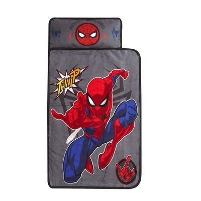 Marvel Spiderman Toddler Quilted Nap Mat with Built-in Pillow, Super Soft Kids Sleep Mat for Daycare & Travel, 26 x 46, Multicolor