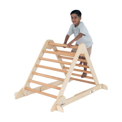 Little Partners Learn 'N Climb Foldable Wooden Climbing Triangle, Wood Climbing Gym for Toddlers, Triangle Climber for Skill-Building and Active Play, Natural