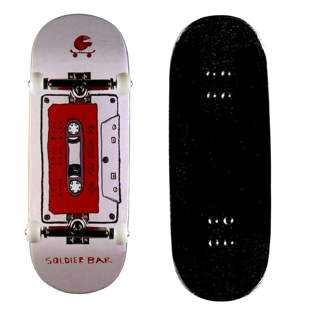 SOLDIER BAR Fingerboards Complete (5 Layer Canadian Maple 34.5mmx 98mm Deck) Finger Skateboards (+34mm Truck+Globular Wheels) (Tape)