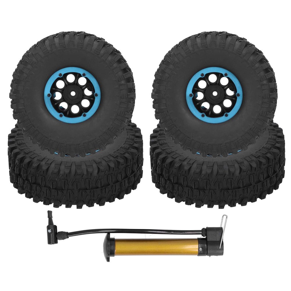 120mm RC Wheels, 4Pcs RC Racing Tires 120mm 1/10 Scale Rubber Inflatable Remote Control Model Climbing Car Tire(Blue)