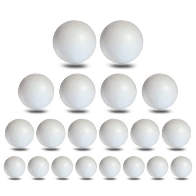 MCE-Commerce Polystyrene Balls Mix Pack of 20 in 4 Sizes: 2 x 10 cm 4 x 8 cm 6 x 7 cm 8 x 6 cm, White, 2x10cm 4x8cm 6x7cm 8x6cm