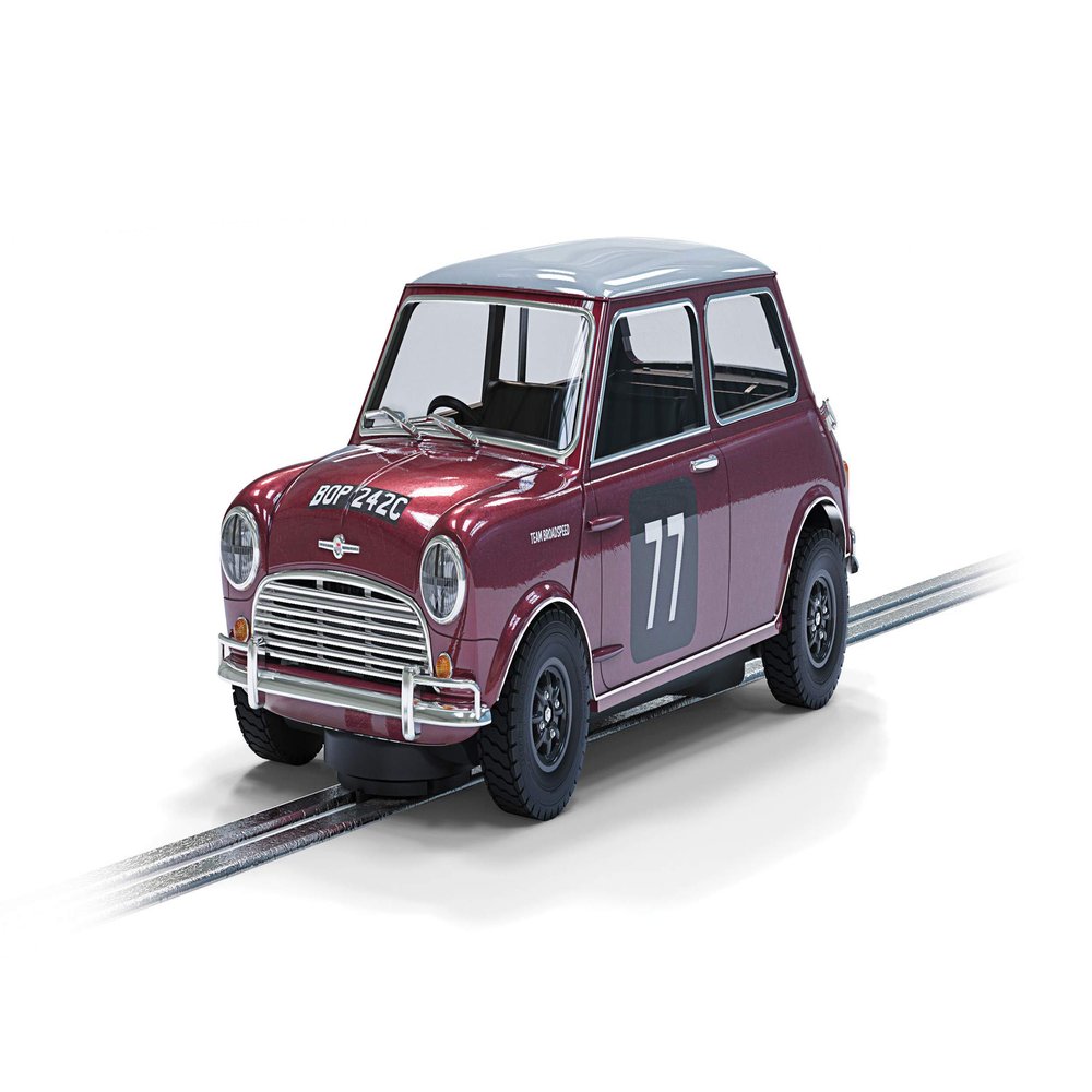 Scalextric Morris Mini Cooper S Broadspeed 77 1:32 Slot Race Car C4238, Maroon