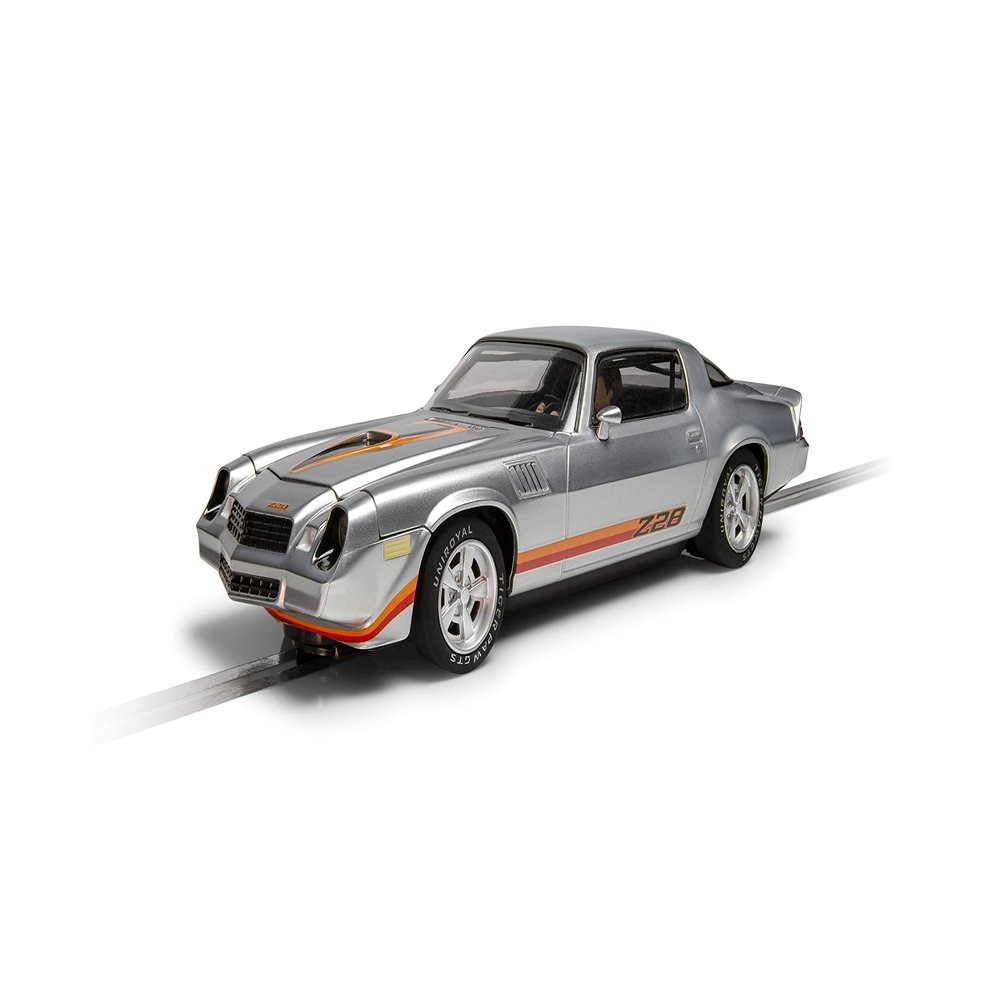 Scalextric Chevrolet Camaro Z28 Silver 1:32 Slot Race Car C4227