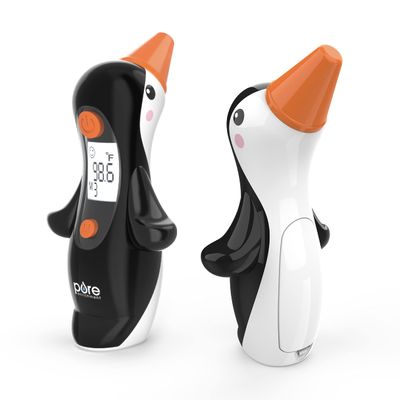 Pure Enrichment PureBaby Penguin Ear Thermometer - InstaRead Technology, LCD Backlit Display, 10 Memory Settings, Dual Scale Readings, Fever Alert, & Cover - Ideal for All Ages, Babies and Children