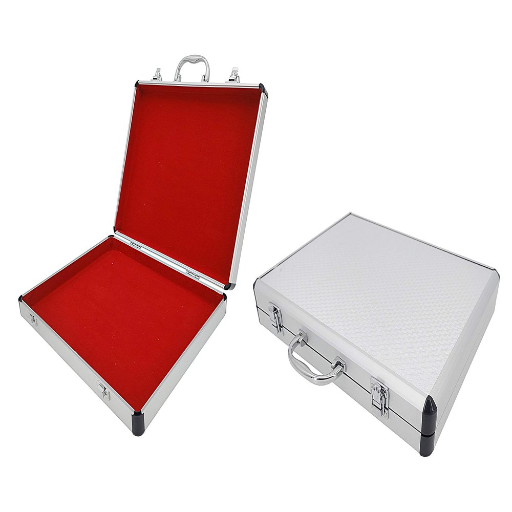 FixtureDisplays 14 X 10.75X 2" Inside Dims Aluminum Protective Case Mahjong Chips Briefcase Works Weight 2 Lbs Test Stack Your Set to Determine Fit 15405-2D