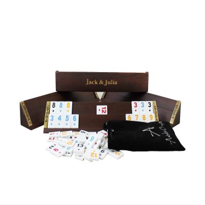Antochia Crafts Personalized Wooden Rummy Game Set - Straight Custom Racks and Tiles with Case