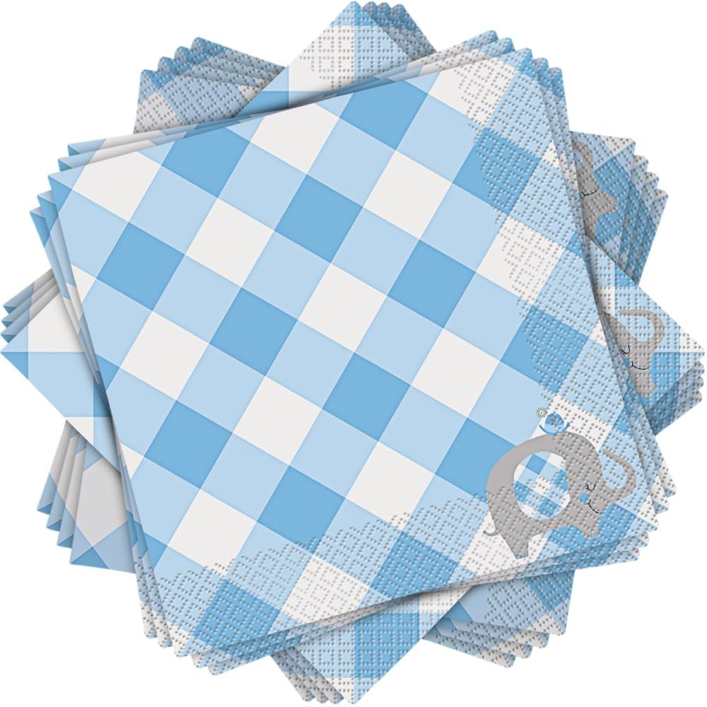 Blue Floral Elephant Luncheon Napkins (16 Count) - Premium Quality & Unique Design for Stylish Party Tables, Perfect for Celebrations & Special Occasions