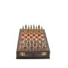 Antique Copper Ottoman Metal Chess Set for Adults,Handmade Pieces and Natural Solid Wooden Chess Board,Pearl Design Around Board and Storage Inside (Gold-Silver) view 1