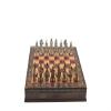 Antique Copper Ottoman Metal Chess Set for Adults,Handmade Pieces and Natural Solid Wooden Chess Board,Pearl Design Around Board and Storage Inside (Gold-Silver) view 2