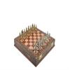 Antique Copper Ottoman Metal Chess Set for Adults,Handmade Pieces and Natural Solid Wooden Chess Board,Pearl Design Around Board and Storage Inside (Gold-Silver) view 3