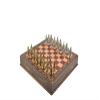 Antique Copper Ottoman Metal Chess Set for Adults,Handmade Pieces and Natural Solid Wooden Chess Board,Pearl Design Around Board and Storage Inside (Gold-Silver) view 4