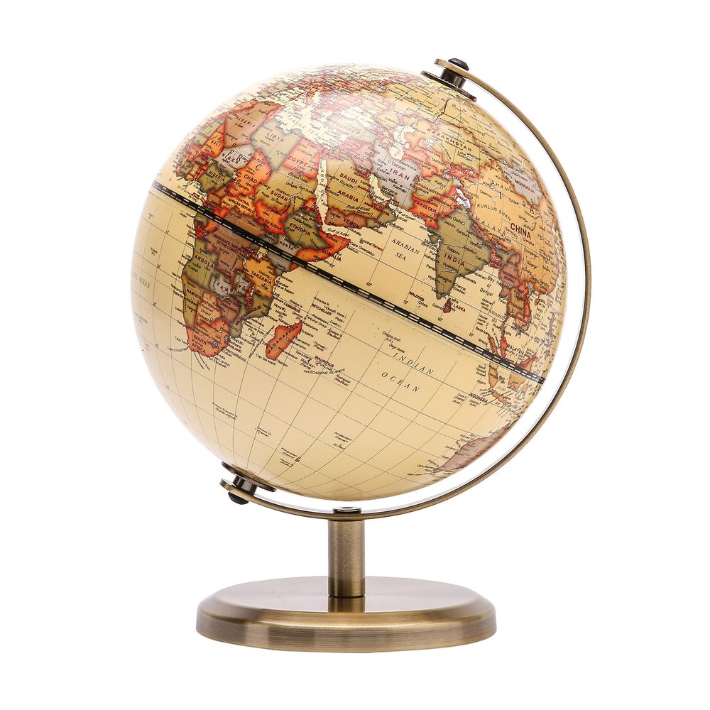 Annova Antique Globe Dia 5.5-inch / 14CM - Educational/Geographic/Modern Desktop Decoration - Stainless Steel Arc and Base - for School, Home, and Office (Antique 5.5) (Brown-1)